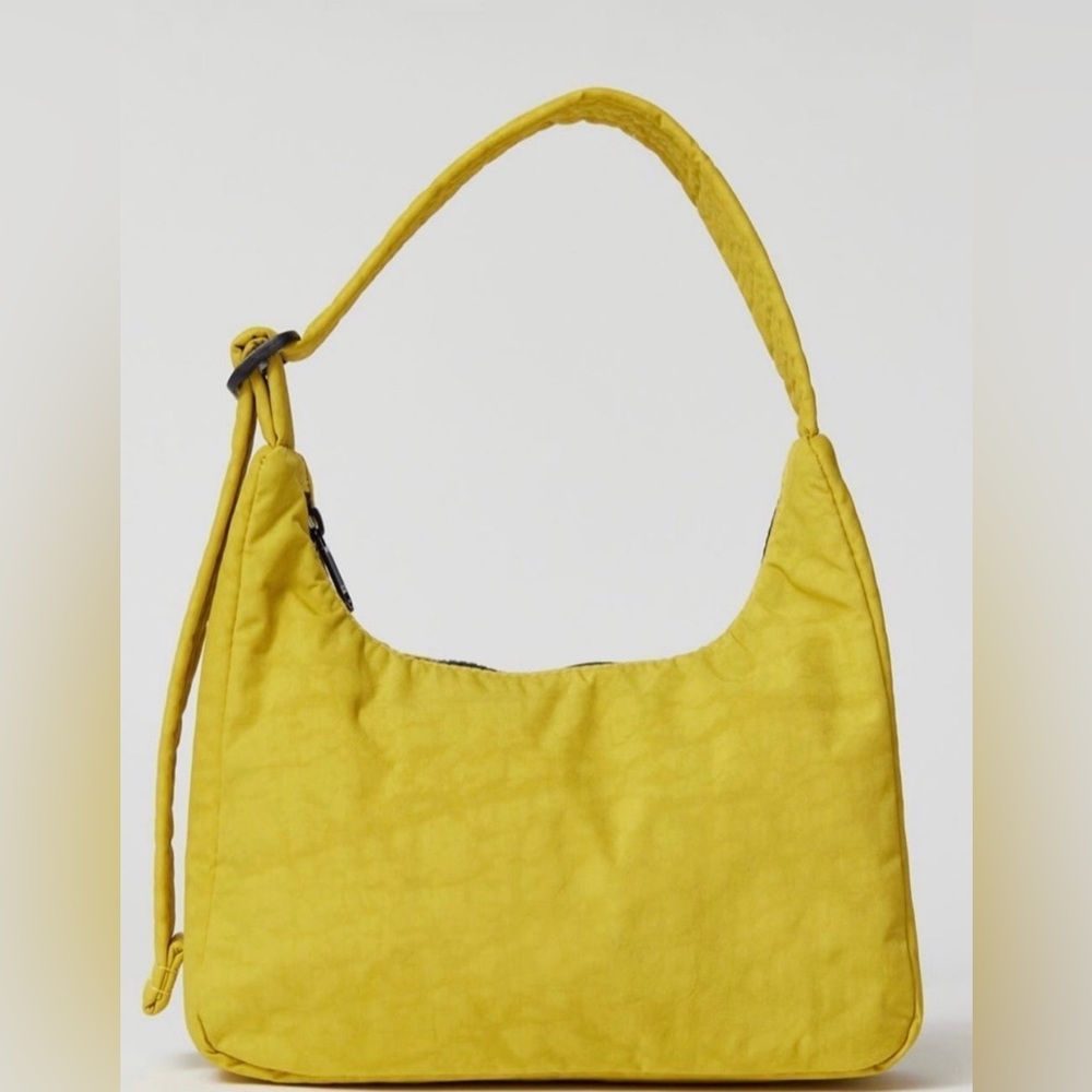 BAGGU Sour Yellow Mini Nylon Shoulder Tote Bag
